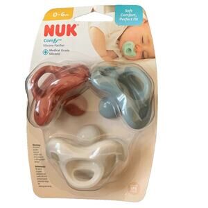 NUK Comfy Orthodontic Pacifiers, 3 Pack, Neutral New 0-6 MONTHS